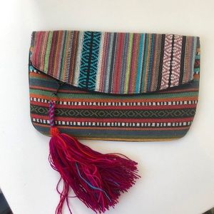 Zippered Clutch, multicolored with Tassel